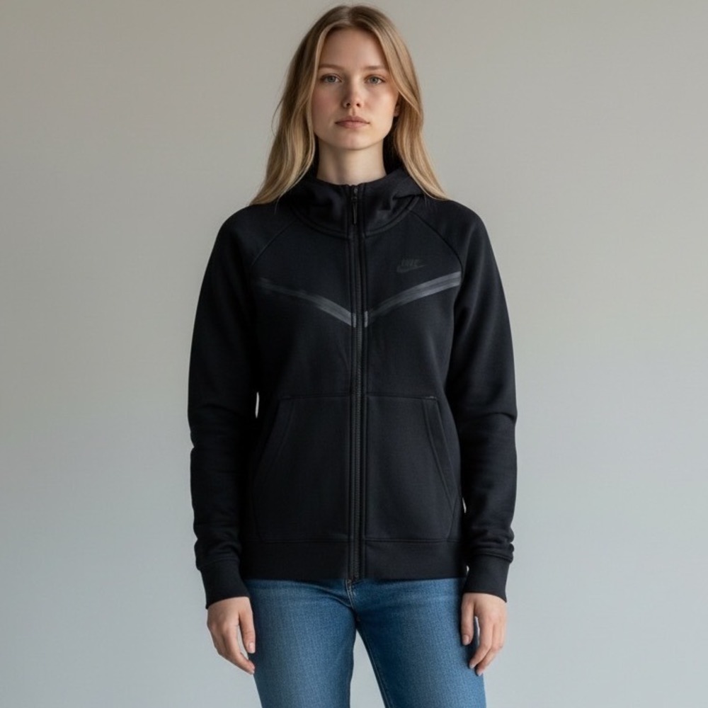 Nike Sportswear Tech Fleece Windrunner Full Zip Hoodie Black 1X Women's Sporty